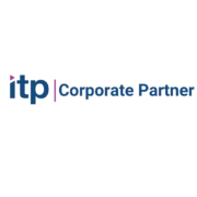 Logo featuring the letters 'itp' in blue and purple, followed by the text 'Corporate Partner' in blue. The design includes a purple triangle shape above the letter 'i'.