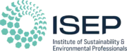 Logo of the Institute of Sustainability & Environmental Professionals (ISEP), featuring a circular design made of hexagonal shapes, with the text 'ISEP' and 'Institute of Sustainability & Environmental Professionals' beside it.