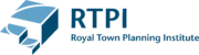 Logo of the Royal Town Planning Institute (RTPI), featuring a stylized blue graphic of buildings or urban structures alongside the text 'RTPI' and 'Royal Town Planning Institute'.