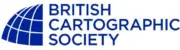 Logo of the British Cartographic Society featuring a stylized globe design in blue, accompanied by the text 'BRITISH CARTOGRAPHIC SOCIETY' in bold blue letters.