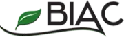 Logo of BIAC featuring the letters 'B', 'I', 'A', and 'C' in black, accompanied by a green leaf above the 'B' and a wavy line underneath.