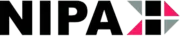 Logo of NIPA, featuring the word 'NIPA' in bold black letters, accompanied by geometric shapes in pink, gray, and black.