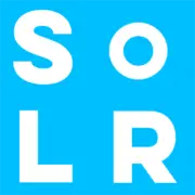 A bright blue background featuring the word 'SOLAR' in bold, white letters. The letters 'S' and 'O' are larger and positioned at the top, with 'L' and 'R' below them. The letter 'O' is circular, representing a sun motif.