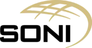 A stylized logo featuring a curved line and a grid pattern in gold, representing a globe or world symbol, with the word 'global' in a modern typeface.