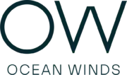 Logo for Ocean Winds featuring the letters "OW" in a modern font with the full name "OCEAN WINDS" below. The design uses a dark teal color scheme.